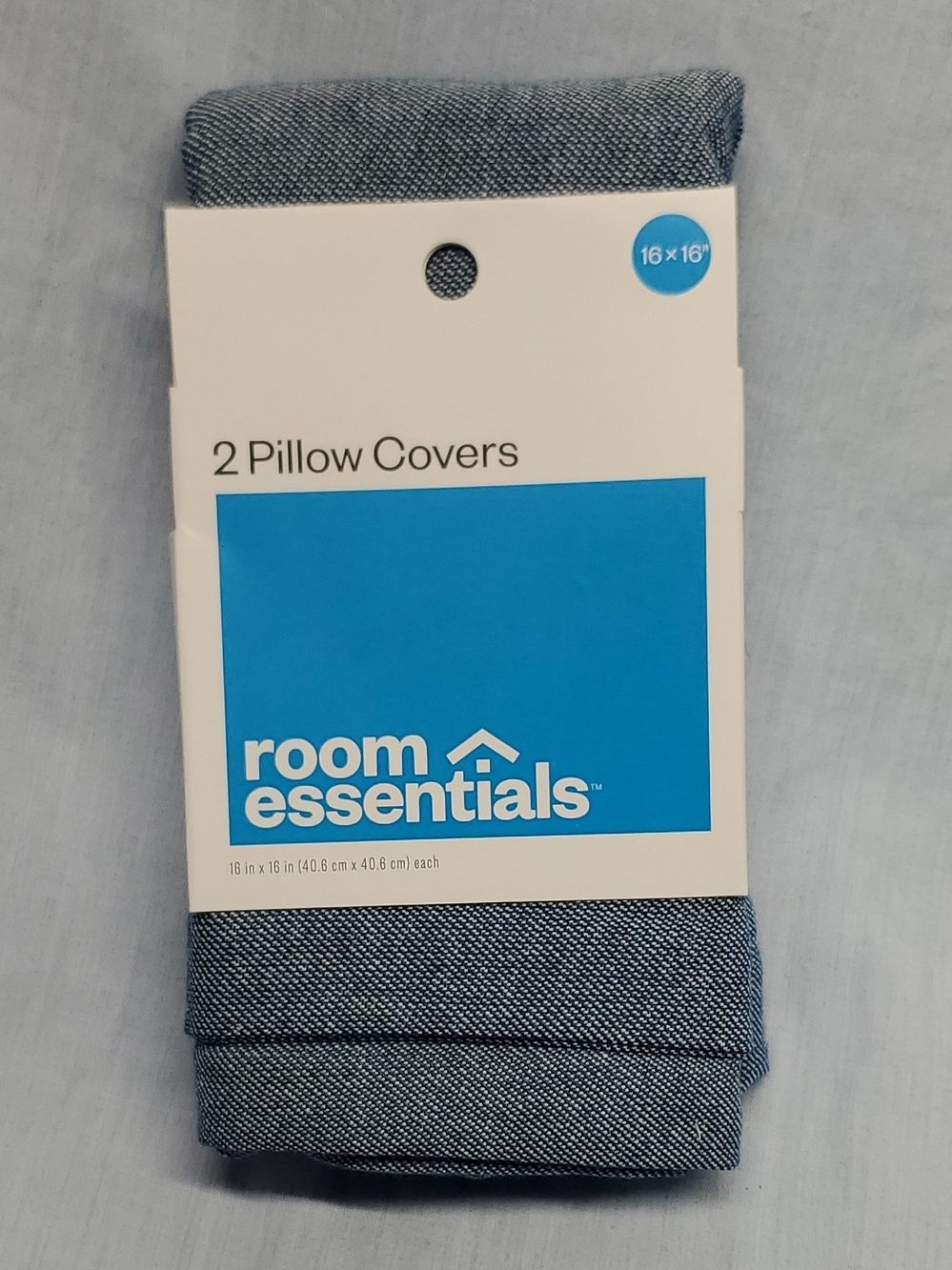 Room Essentials Blue Denim-Style Pillow Covers (2 Pack)